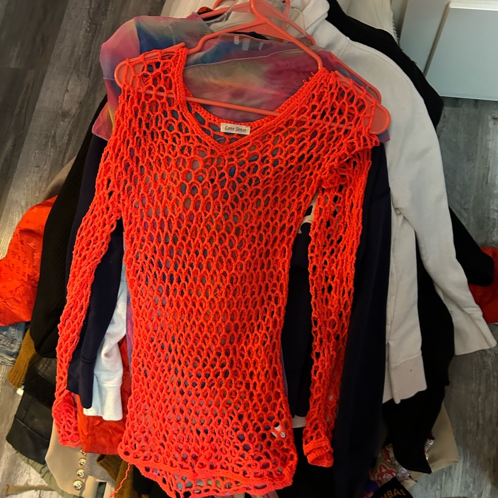 Coral fishnet dress